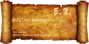 Büte Norbert névjegykártya